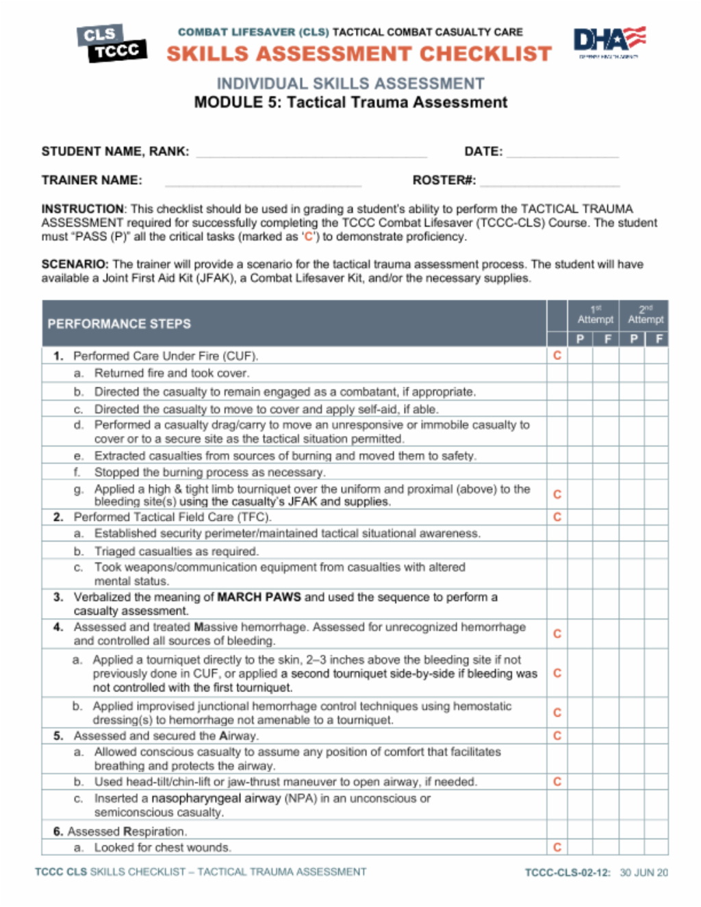 Tactical Trauma Assessment